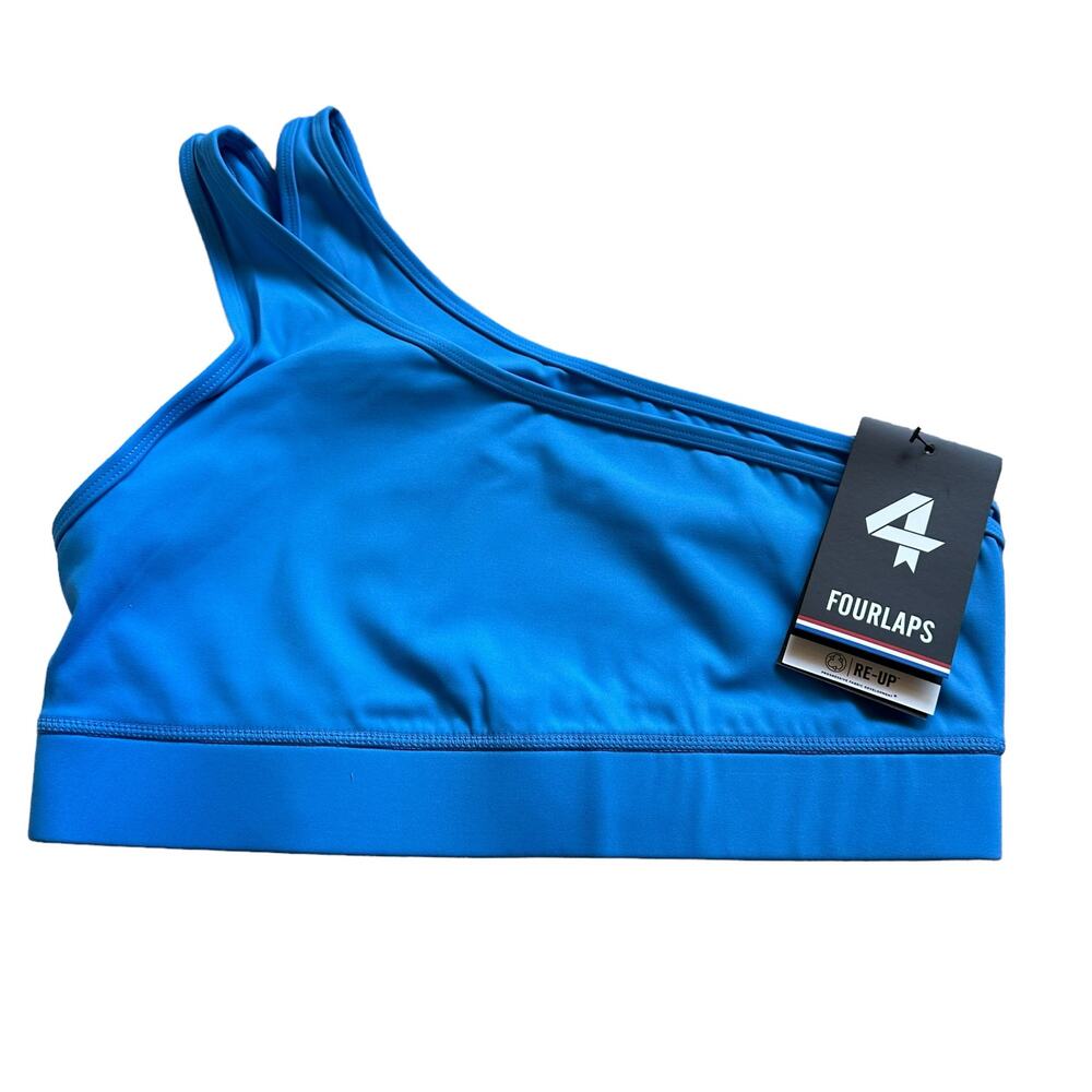 FOURLAPS Solo Bra One‎ Shoulder Sports Bra Cornflower Blue Size Medium NWT